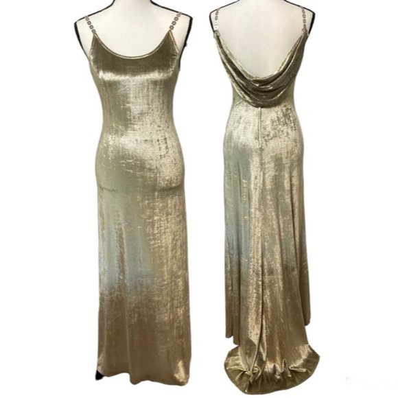 Alfred Angelo Dresses & Skirts - Alfred Angelo Vintage Sheath Column Dress Crushed Velvet Unlined Gown with Train